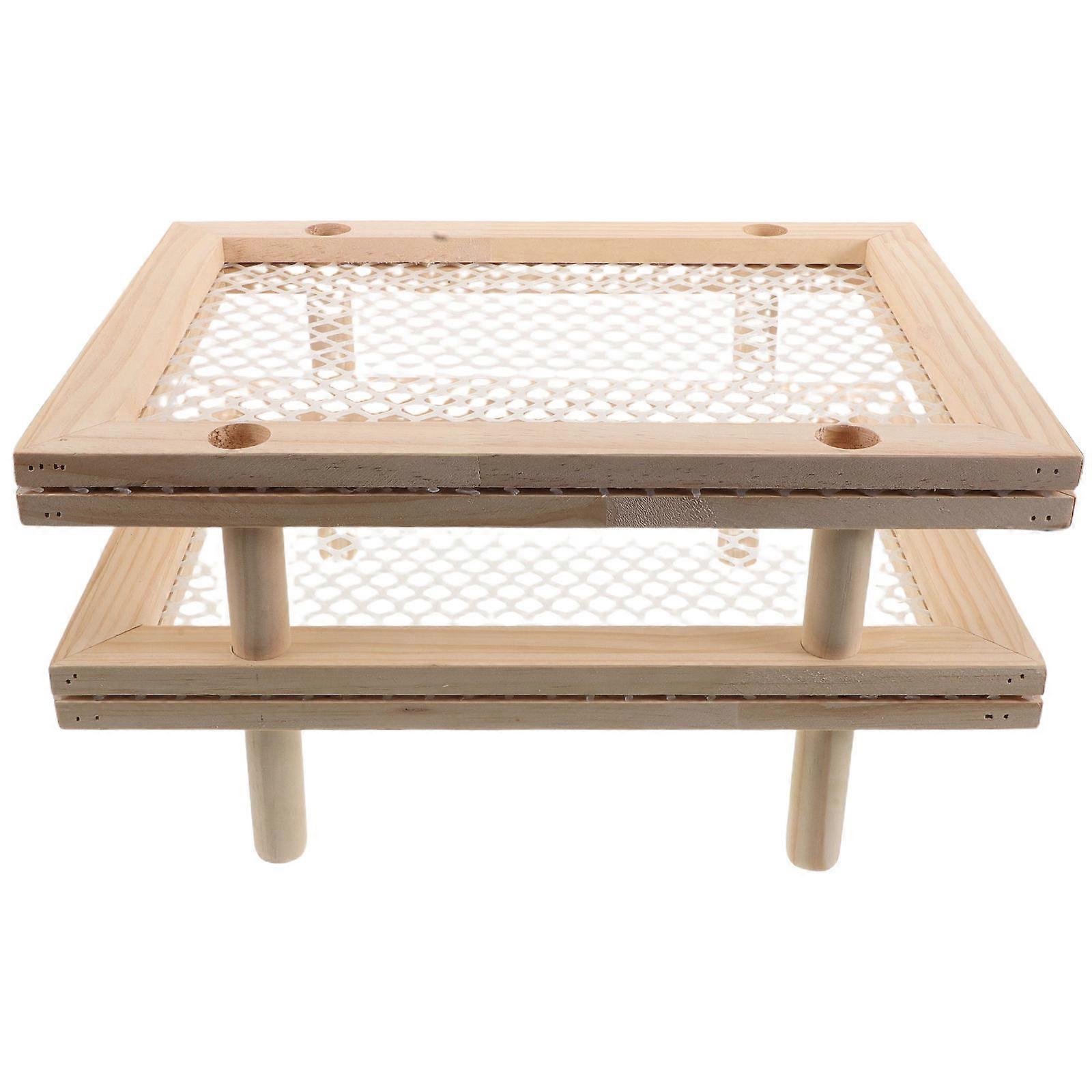 Herb Drying Rack Mesh Stackable Wood Pasta Food Dryer Net For Seeds Herbs Buds Flowers Plant Specimen And Spaghetti Indoor Use 1Set