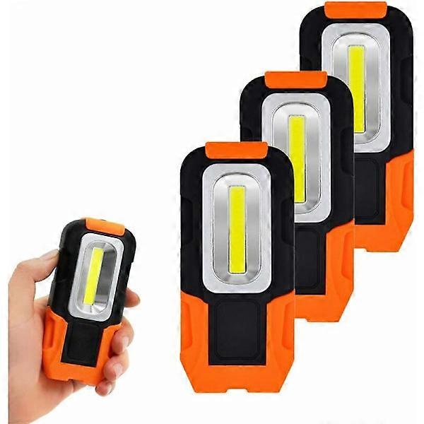 LED Walkman Lights 3W COB LED Flashlight Magnetic Portable AAA Poles Not Included, Foldable Lamp with Magnetic Base and Hook