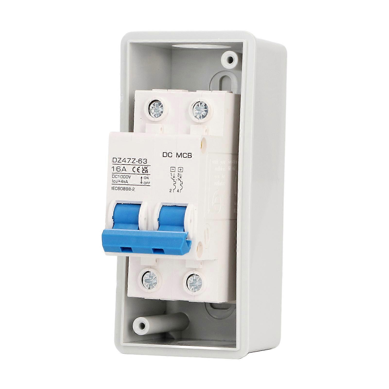 DC Disconnect Switch IP65 Waterproof Box Transparent Cover DC Circuit Breaker 16A 1000V 