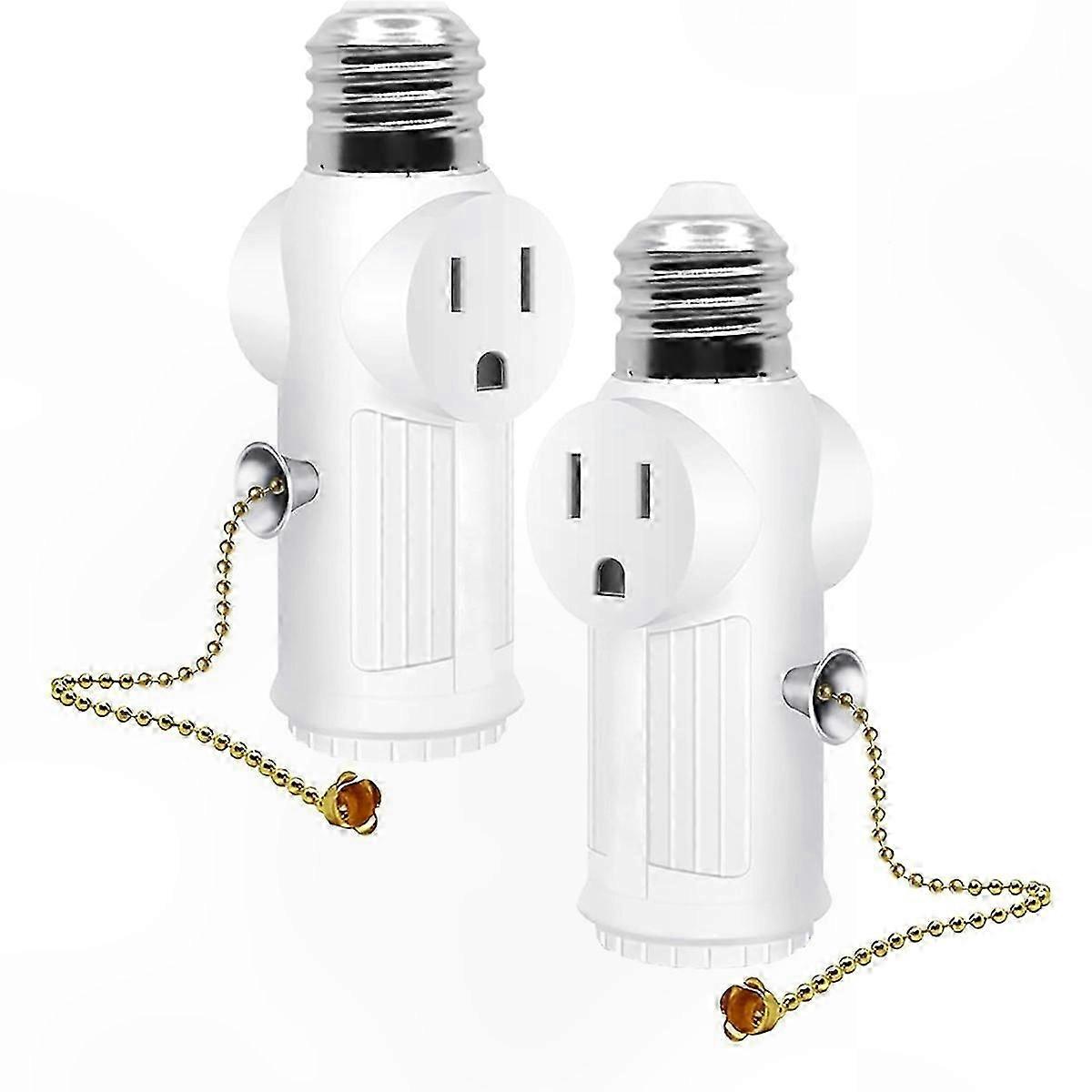 2-Pack Light Socket Plug Adapter, US Standard Plug-Compatible