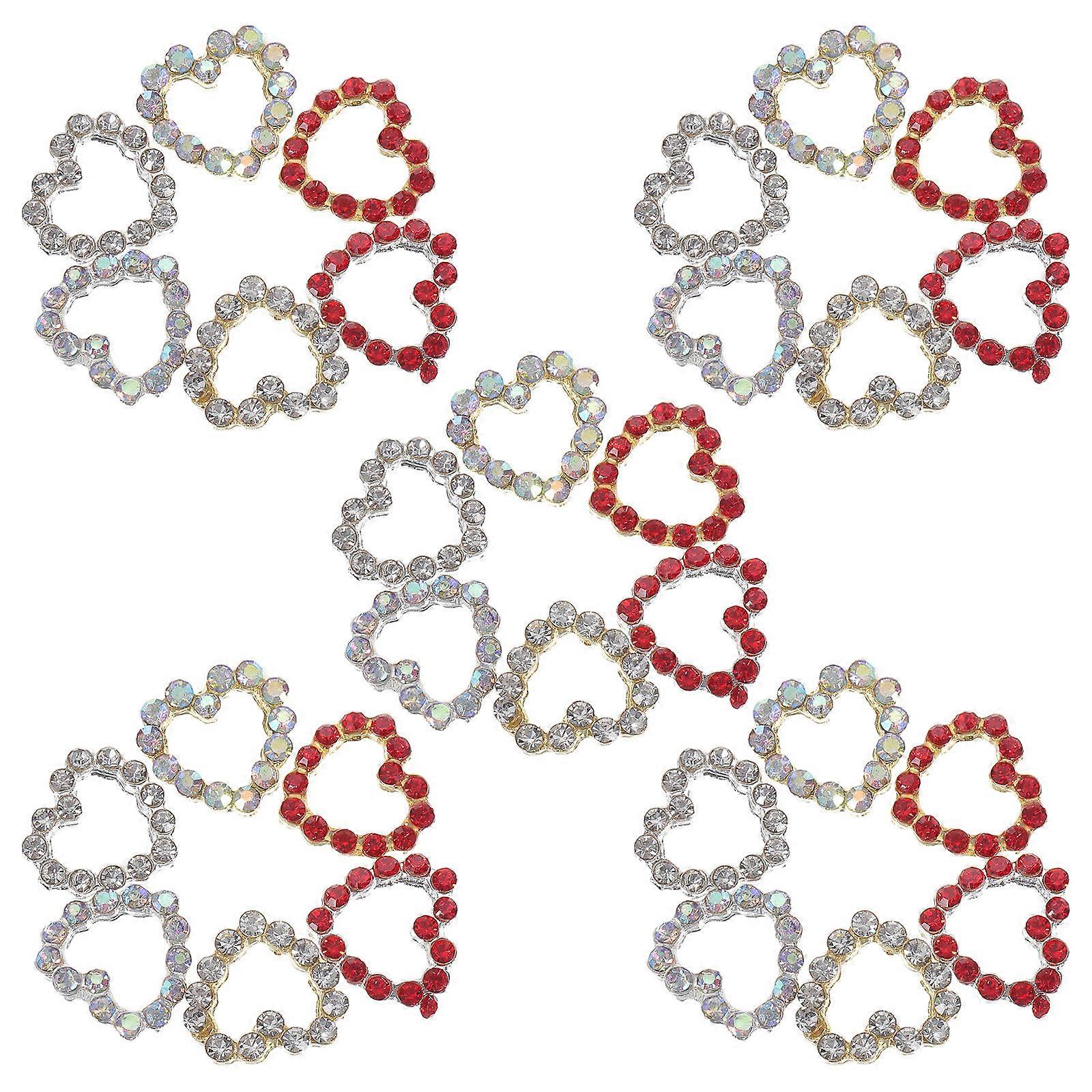 Heart Nail Charms 30pcs Rhinestone Gems for Nail Art Decoration DIY Manicure Craft Projects Enhance Fingernails Toenails with Unique Designs