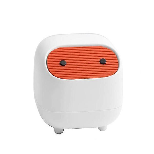 Small Trash Can with Lid Design for Office, Bedroom (White)