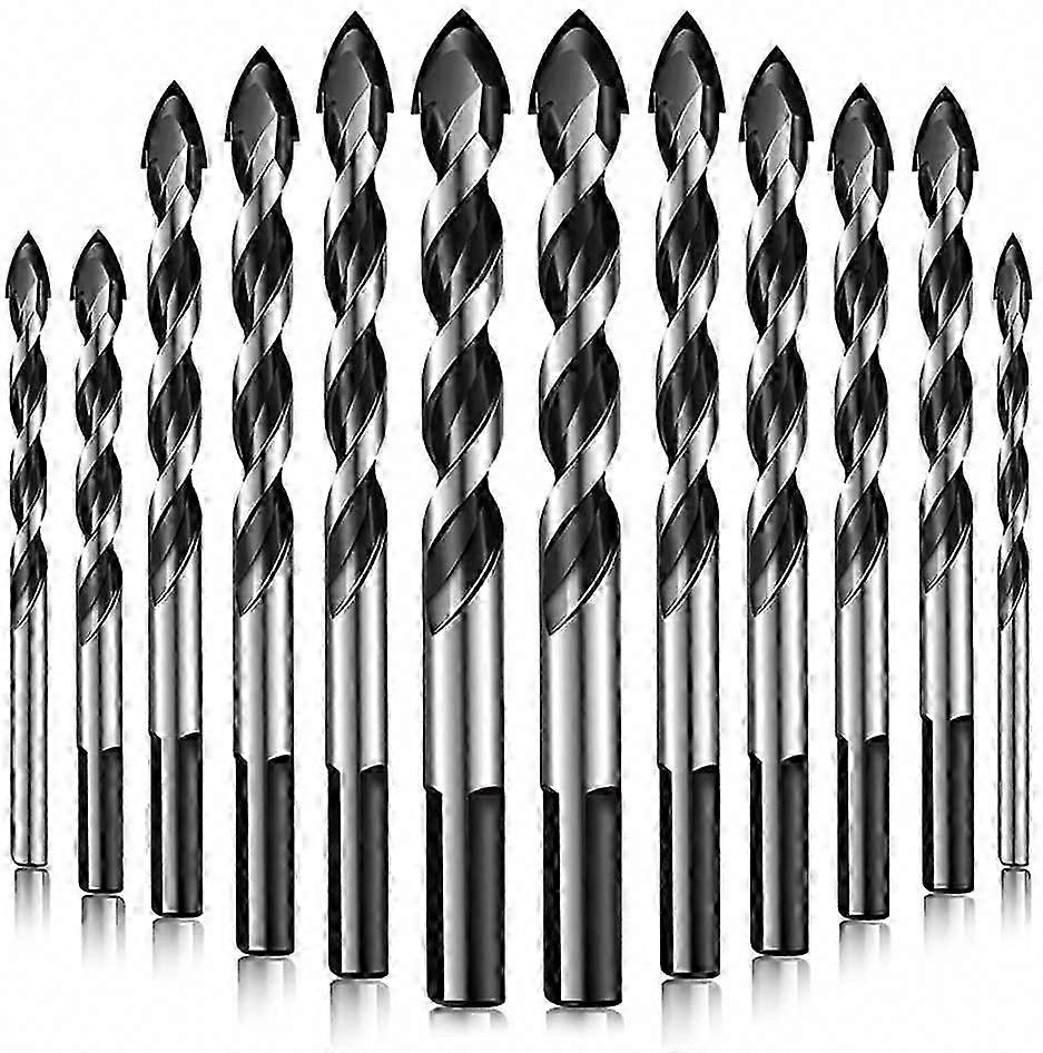 Tile Drill Bits Set,12PCS Suitable for Triangular Drill Bit for Carbon Steel Tile