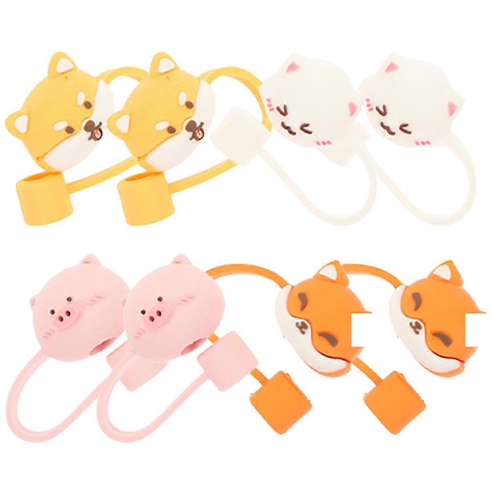 Reusable Drinking Straw Covers with Cartoon Animal Design for Straw Assorted Color Small Size