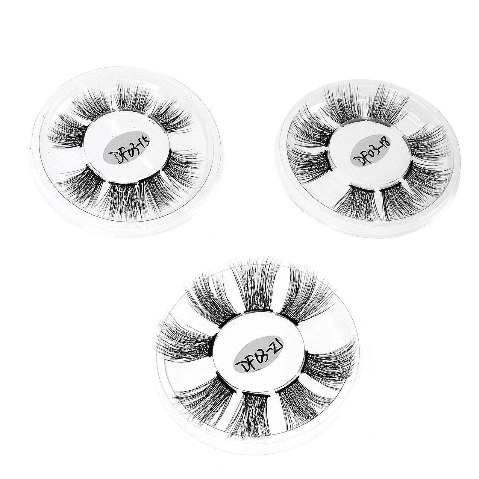 3 Sets Black Sectional Type False Eyelashes for Women Eyelash Enhancement
