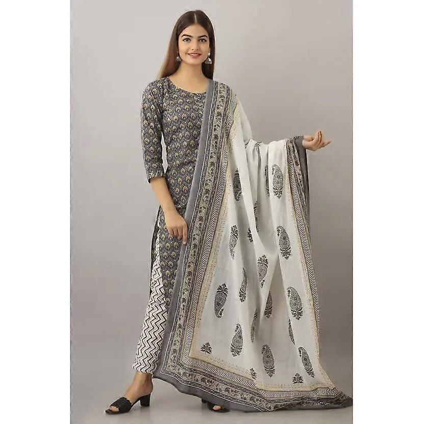 indisk pakistansk kurta byxa dupatta set kvinnor ren bomull topp tunika kurti klänning VF-20216