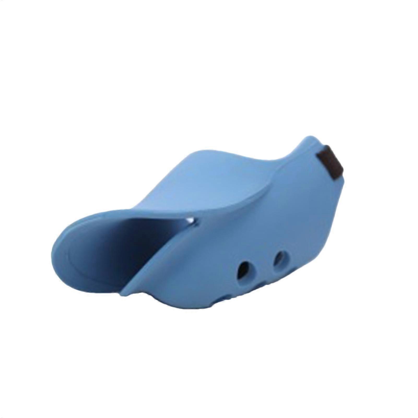 Duckbill Dog Muzzle - Adjustable Soft Silicone Barking, Biting, Chewing Prevention Muzzle, Blue, Size L