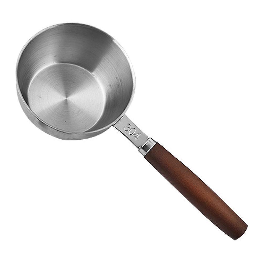 Stainless Steel Small Pot with Wooden Handle for Home Use Silver Lightweight Practical 0.3L