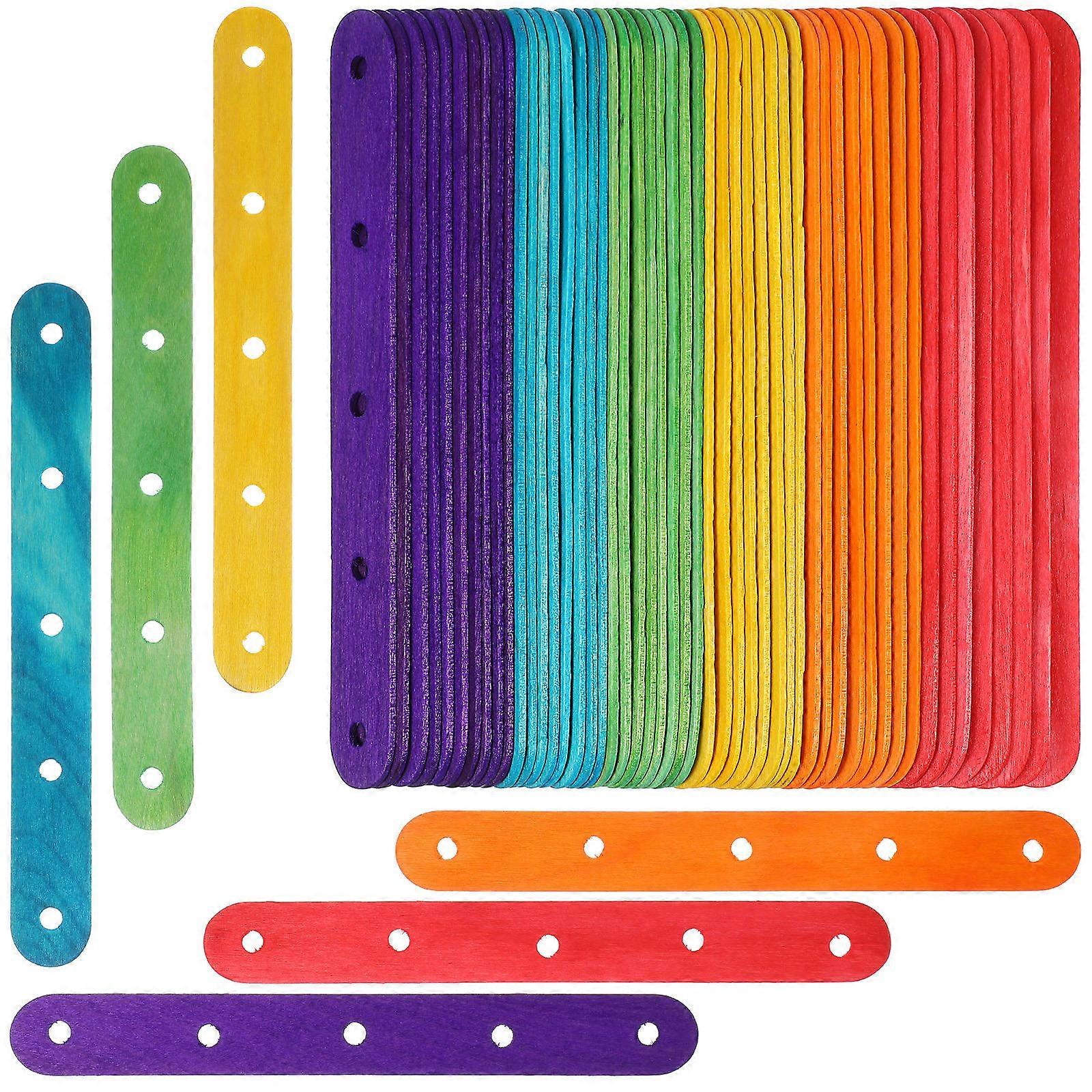 50 Pack Colored Popsicle Sticks, Birch Craft Sticks for DIY Desserts, Ice Bars, Fruit Popsicles, Multi Use for Home Crafts &