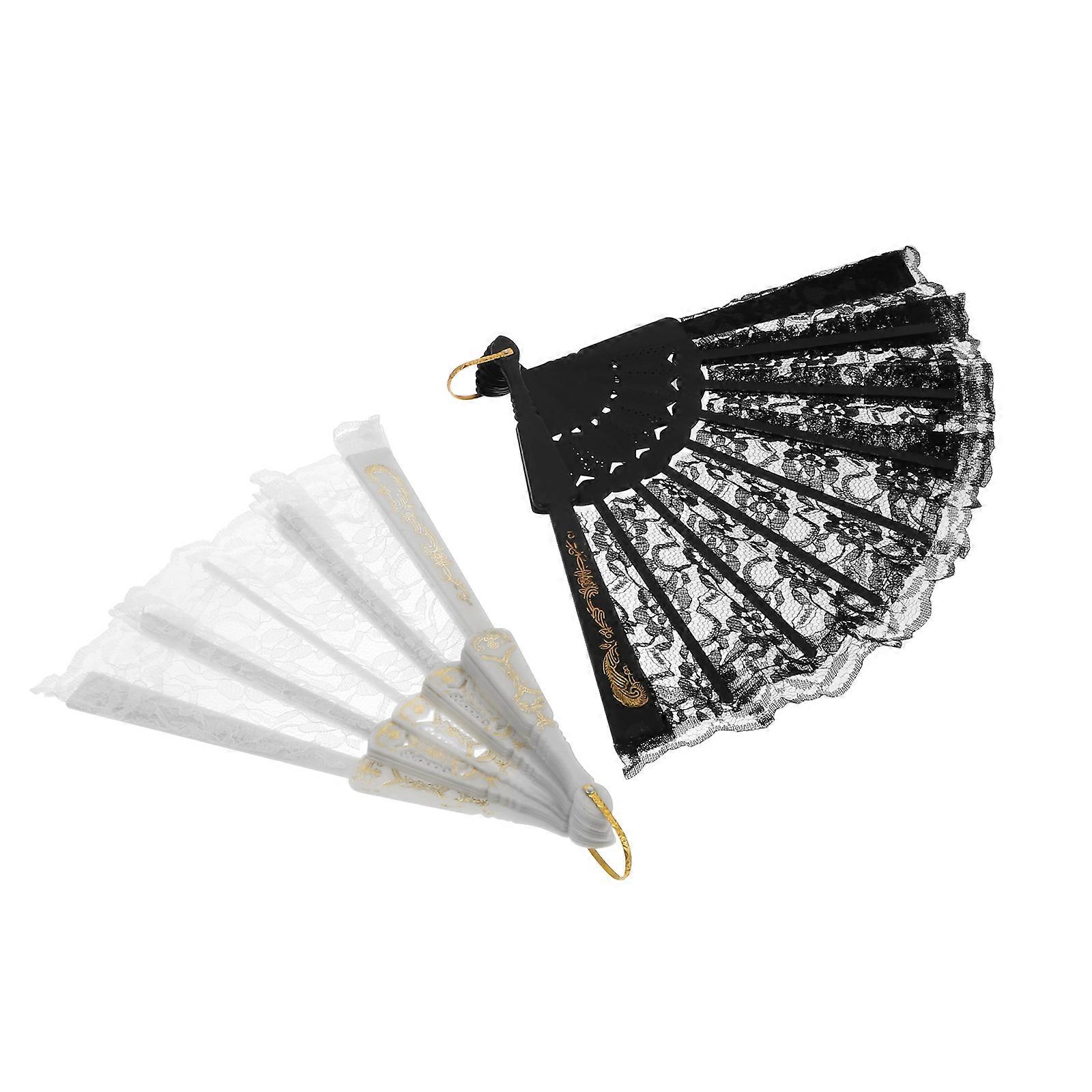 2Pcs Folding Fan Photography Props In Retro Design 42x23cm For Home Décor