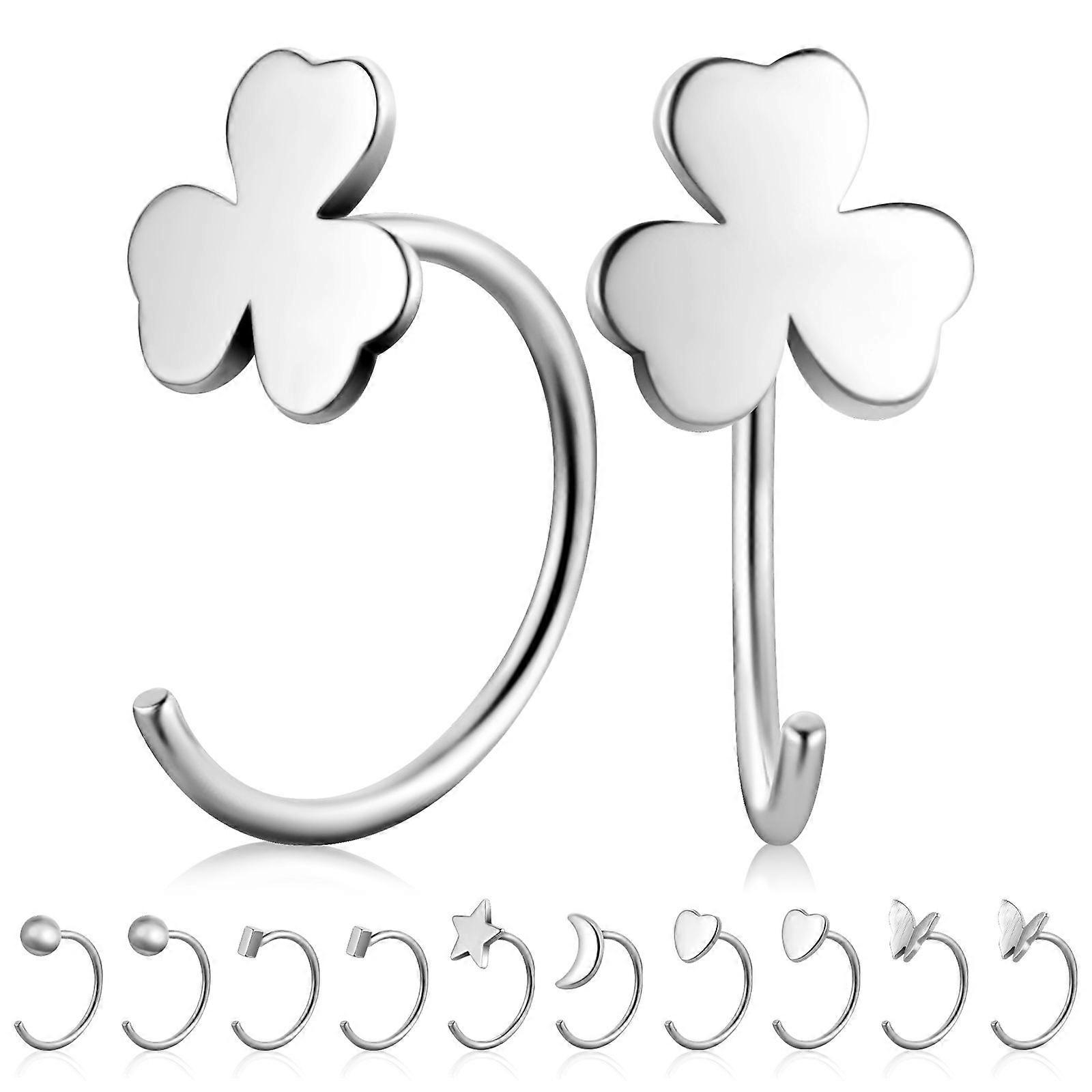 Simple Earrings Studs For Women Featuring Silver Star Shape Design Comfortable Wear 6 Pairs