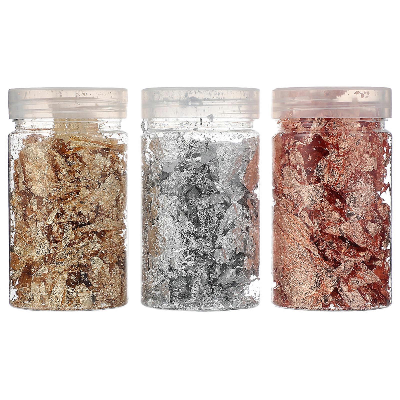 Artistic Gold Leaf Flakes For Nail Art Enthusiasts Assorted Color 3Set Useful For Interior Design