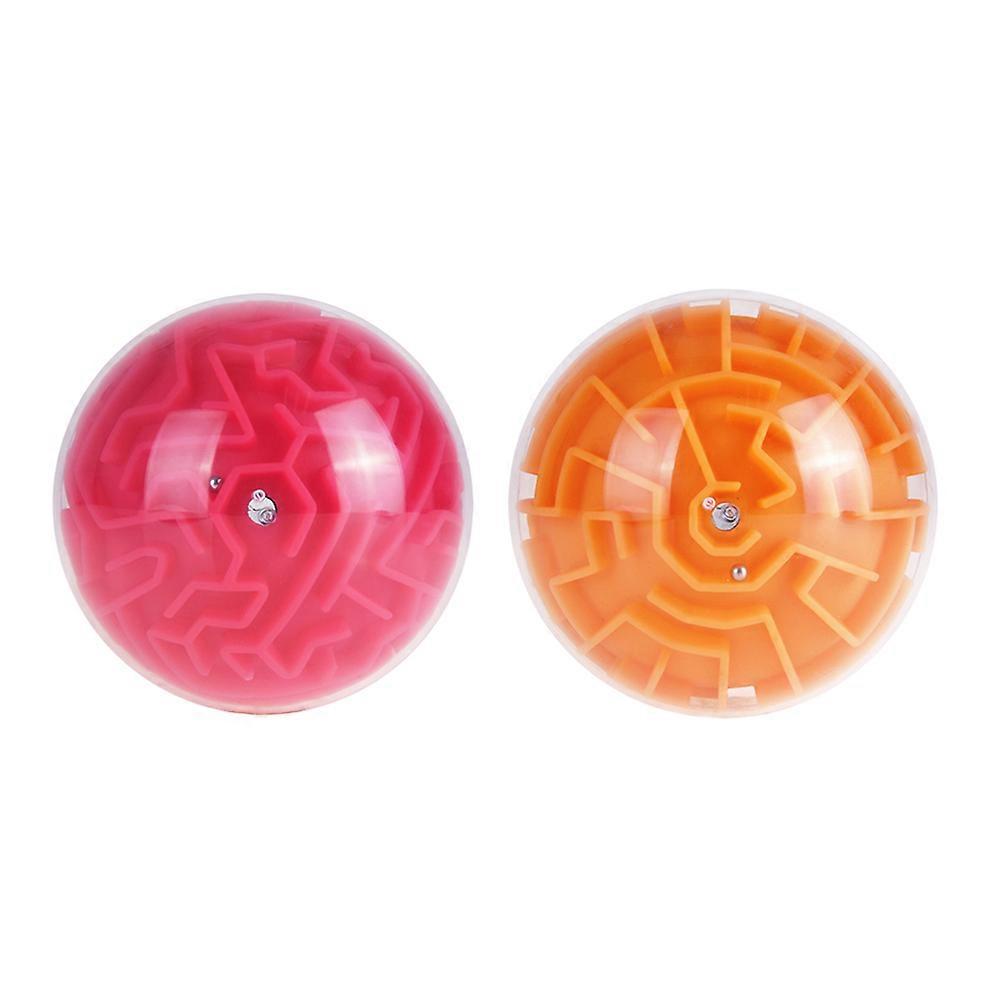 Orange Round 3D Mini Magical Intelligence Ball Maze Puzzle For Education Toys Patience Building 1Set