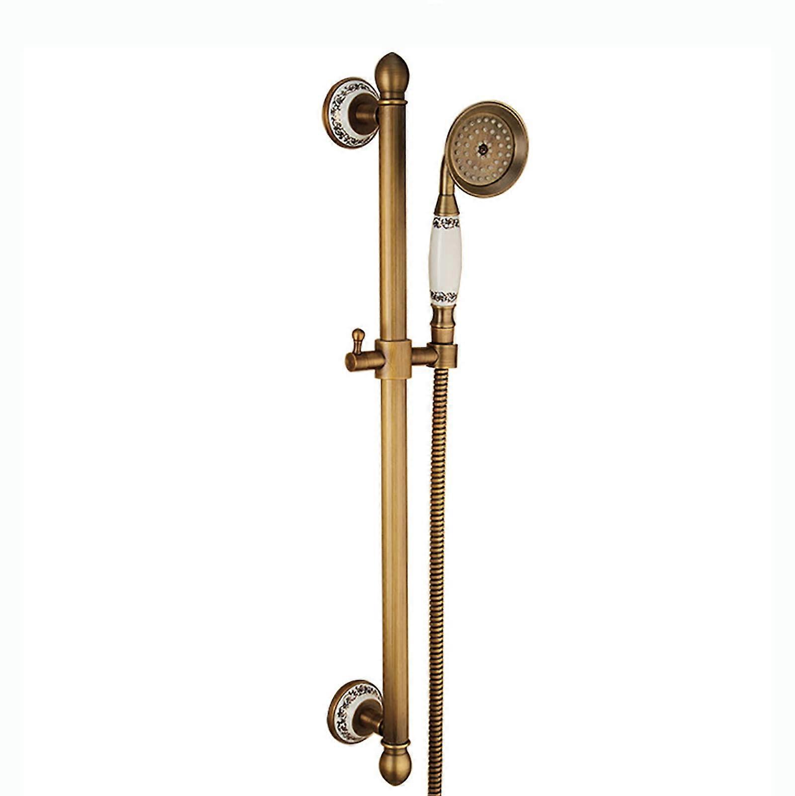 Shower Rail, Antique Brass, Adjustable Shower Head Rail, Wall Bar, Set with 1.5 m Hose, Type B