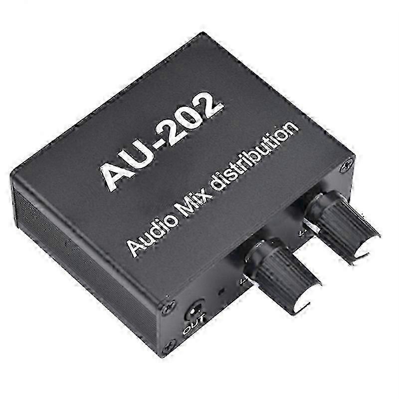 AU-202 2 Input Output Stereo Mixer Audio Distributor