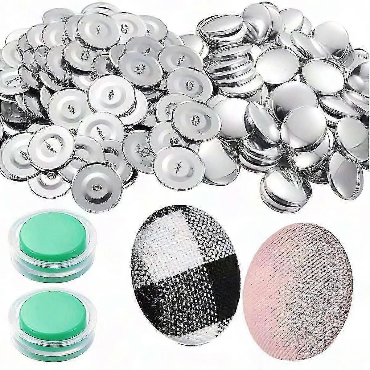 100 Sets DIY Fabric Cover Buttons Kit with Tools for Self-Covering Buttons in Various Sizes
