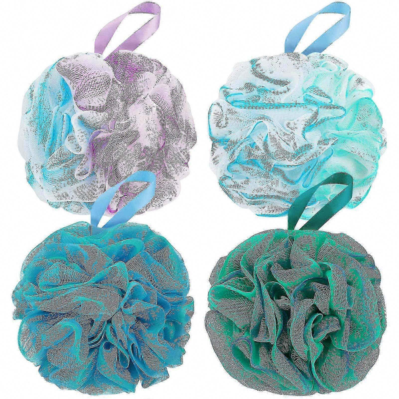 Exfoliating Bath Sponge for Shower - 75g Mesh Loofah Pouf Body Scrubber & Shower Ball