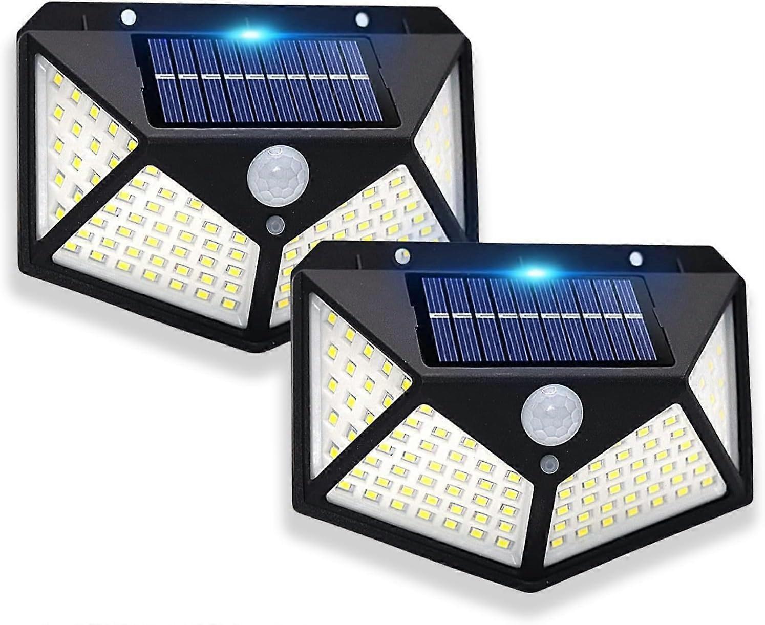 100 LED Solar Motion Sensor Light Outdoor Security Lamp - Energy Efficient, Durable, Versatile Lighting Solution (2 Pack)