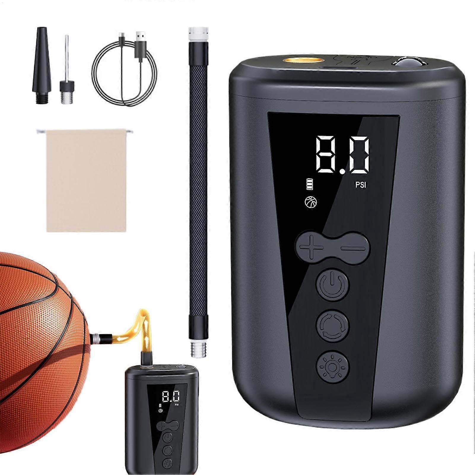 Automatic Ball Pump for Football and Basketball, Digital Rechargeable Inflator with LED Light for Volleyball and Sports Balls
