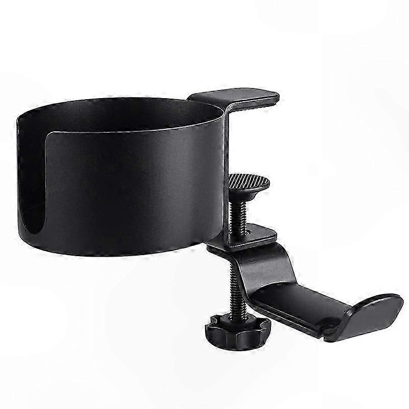 Desk Cup Holder with Headphone Hook, 2-in-1 Anti-Spill Drink Stand for Tables and Desks