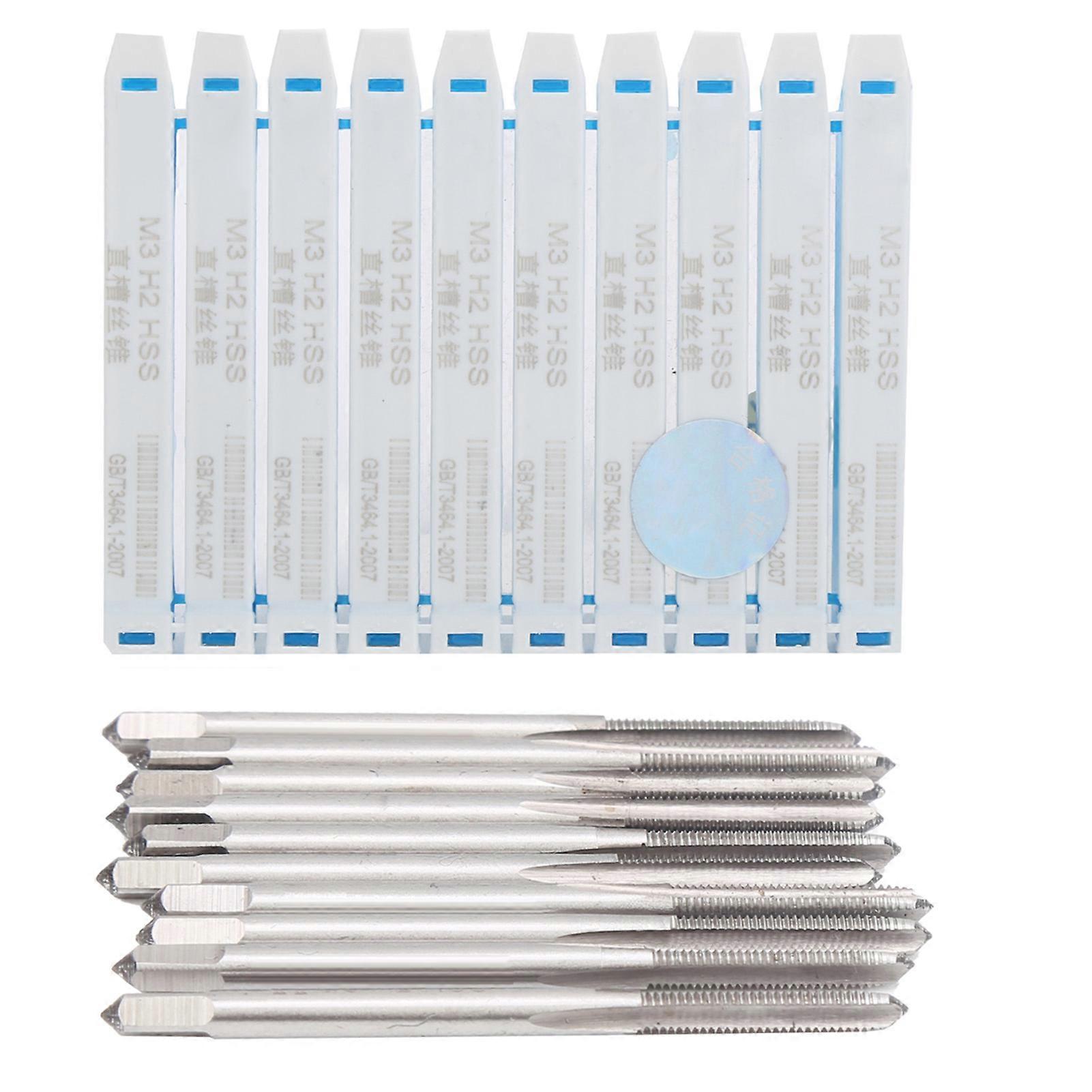 10pcs Straight Thread Tap HSS High Hardness Machine Tapping Thread Drill Bits M3 x 0.5 H2 