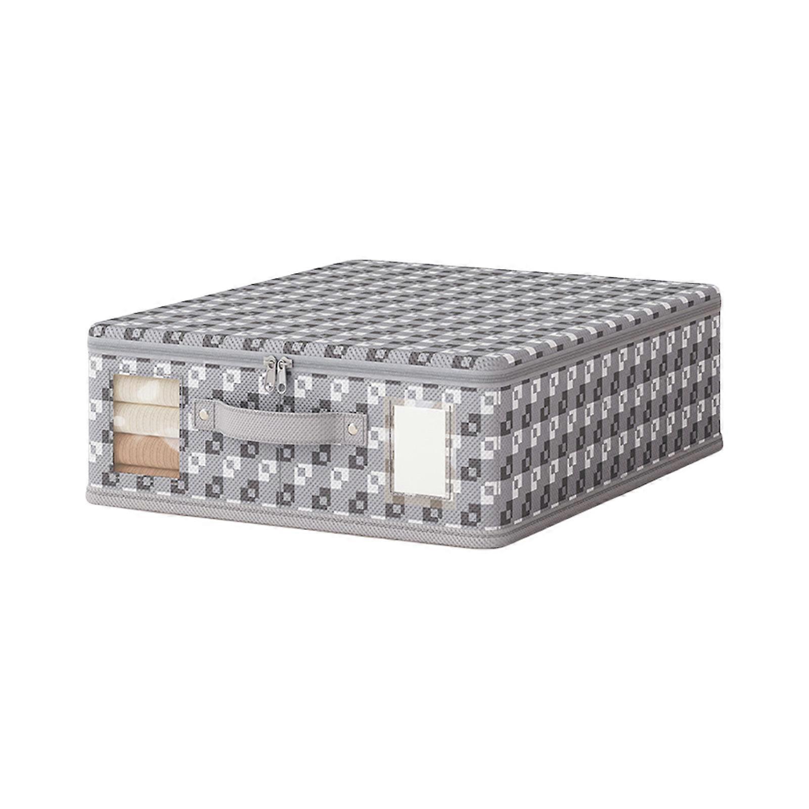 Multipurpose Foldable Storage Box With Dustproof Zippered Closure Large Capacity Nonwovens Fabric Home Organizers  Gray M