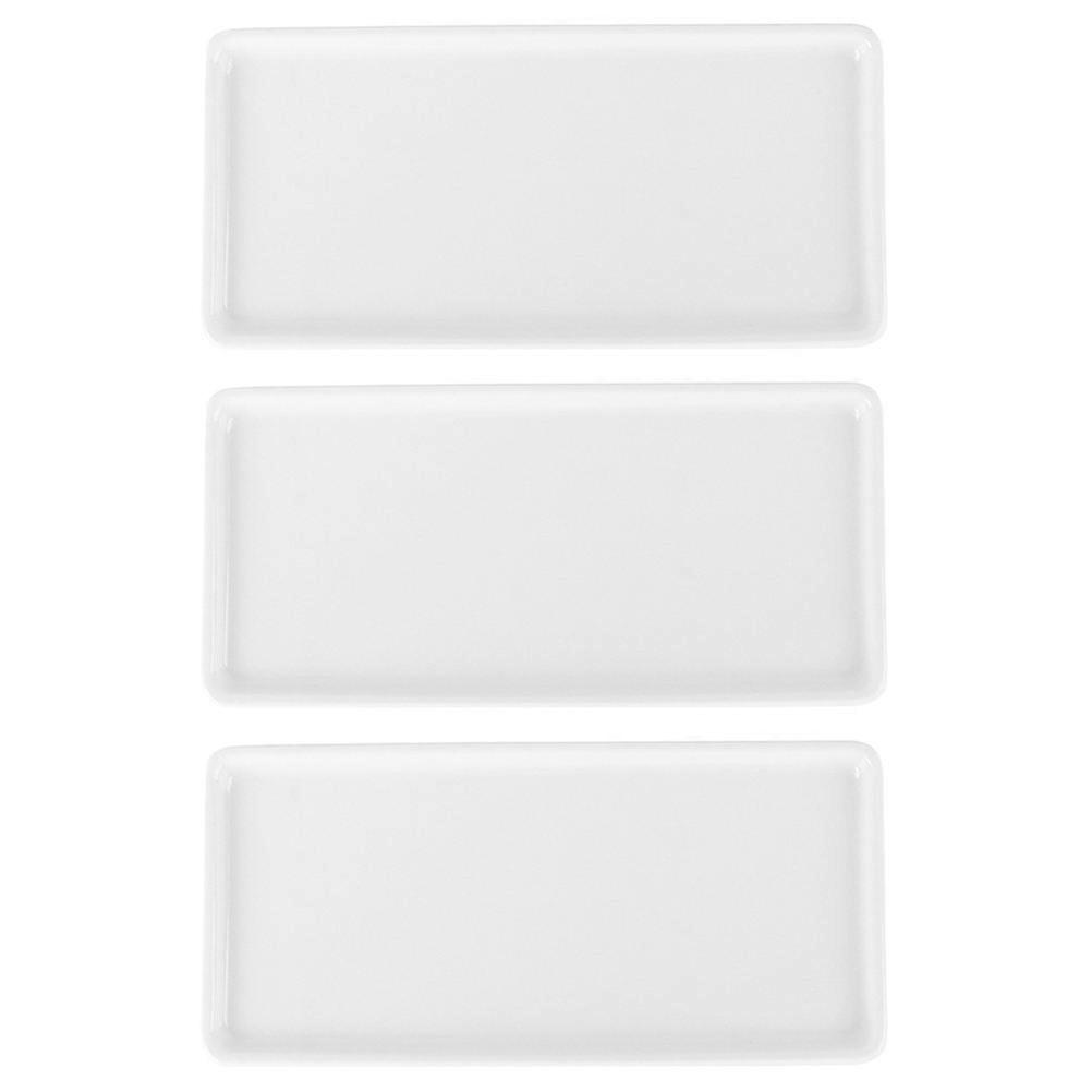 Bathroom Storage Tray Ceramic Rectangle Stand for Household Users White 3Pcs