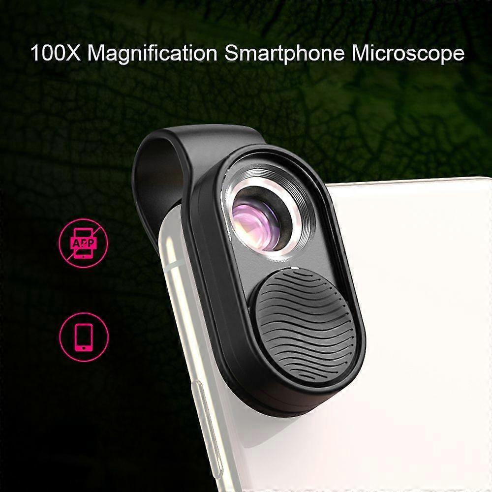 APEXEL APL-MS001 Mini Portable Smartphone Microscope 100X Magnification Built-in LED Light with Universal Clip for Plant Exploration Textile Jewelry C