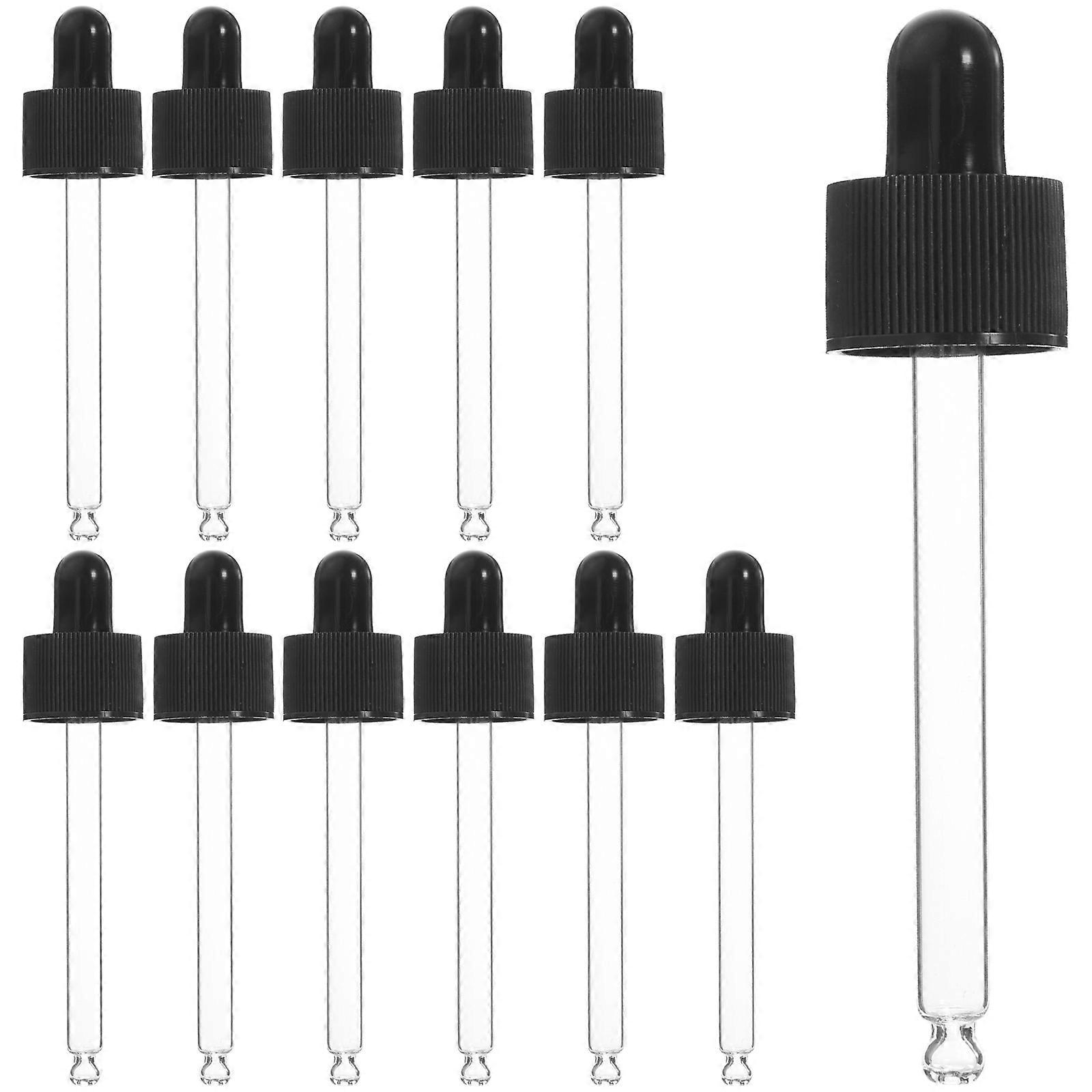 Here's a polished and professional product description based on your input:
**12pcs Cosmetic Glass Dropper Set – Black Rubber Top | Essential