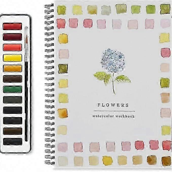 Watercolor Workbook for Beginners, Lex Watercolor Workbook, Bird Painting Guide, 12-Color Watercolor Paint Set with Brush