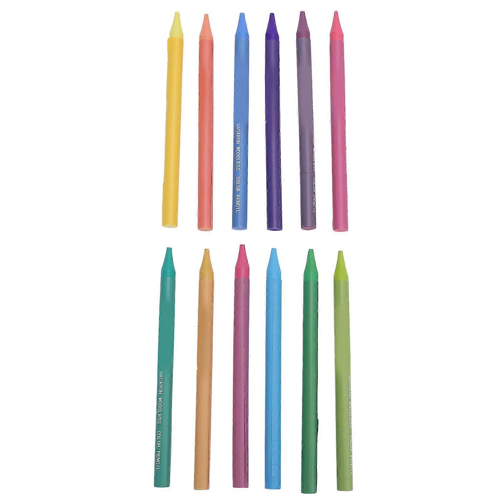 12Pcs Woodless Colored Pencil Set Vibrant Macaron Colors