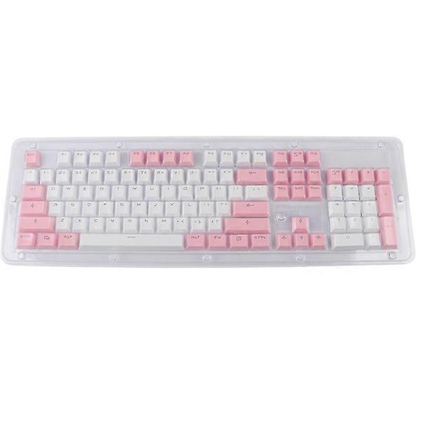 104 pcs Keycaps Durable Stable Two-Color Transparent Backlit PBT Mechanical Keyboard Caps (White Pink)