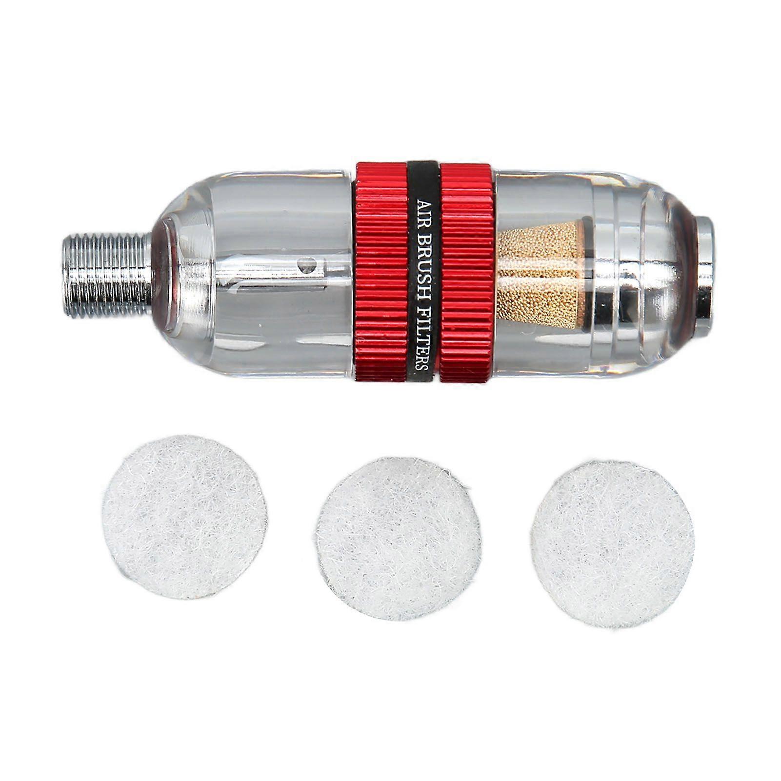 Water Oil Separator with 3 Filter Cotton Easy to Install Airbrush Filter Replacement for Spray Gun Red
