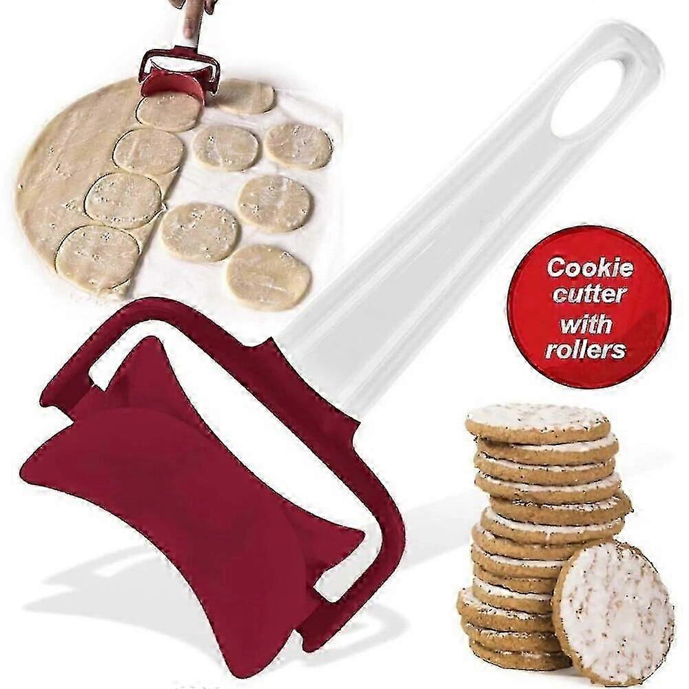 Handheld Rolling Dough Cutter Baking Cookie Dumpling Making Round Shape Cutter Roller Pizza Rolling Pin Punch Pastry Roller