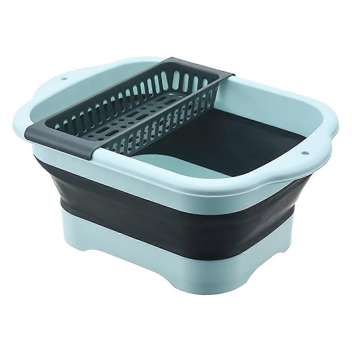 Dish Basin with Drain Plug, Outdoor Multiuse Foldable Sink Tub, Wash Basin, Portable Kitchen Storage Tray