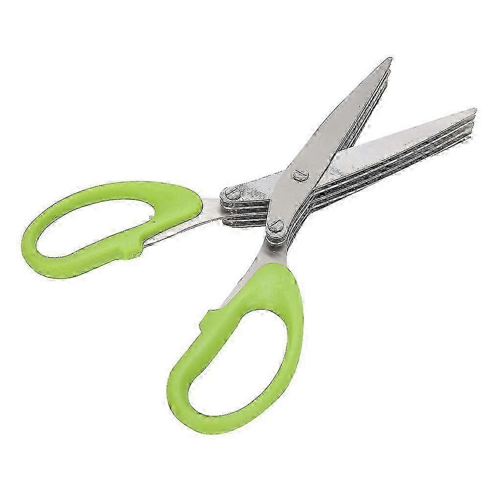 5-Layer Herb Scissors with Green Handle - Multifunctional Kitchen Shears for Herbs & Scallions Edition 0903