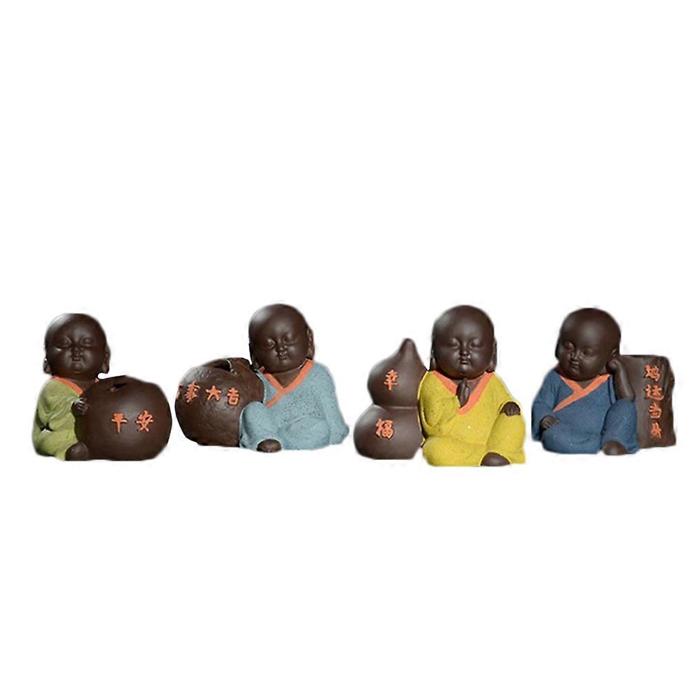 Succulent Flower Pots Ceramic Mini Monk Shape for Planting Use 4Pcs Small Pots