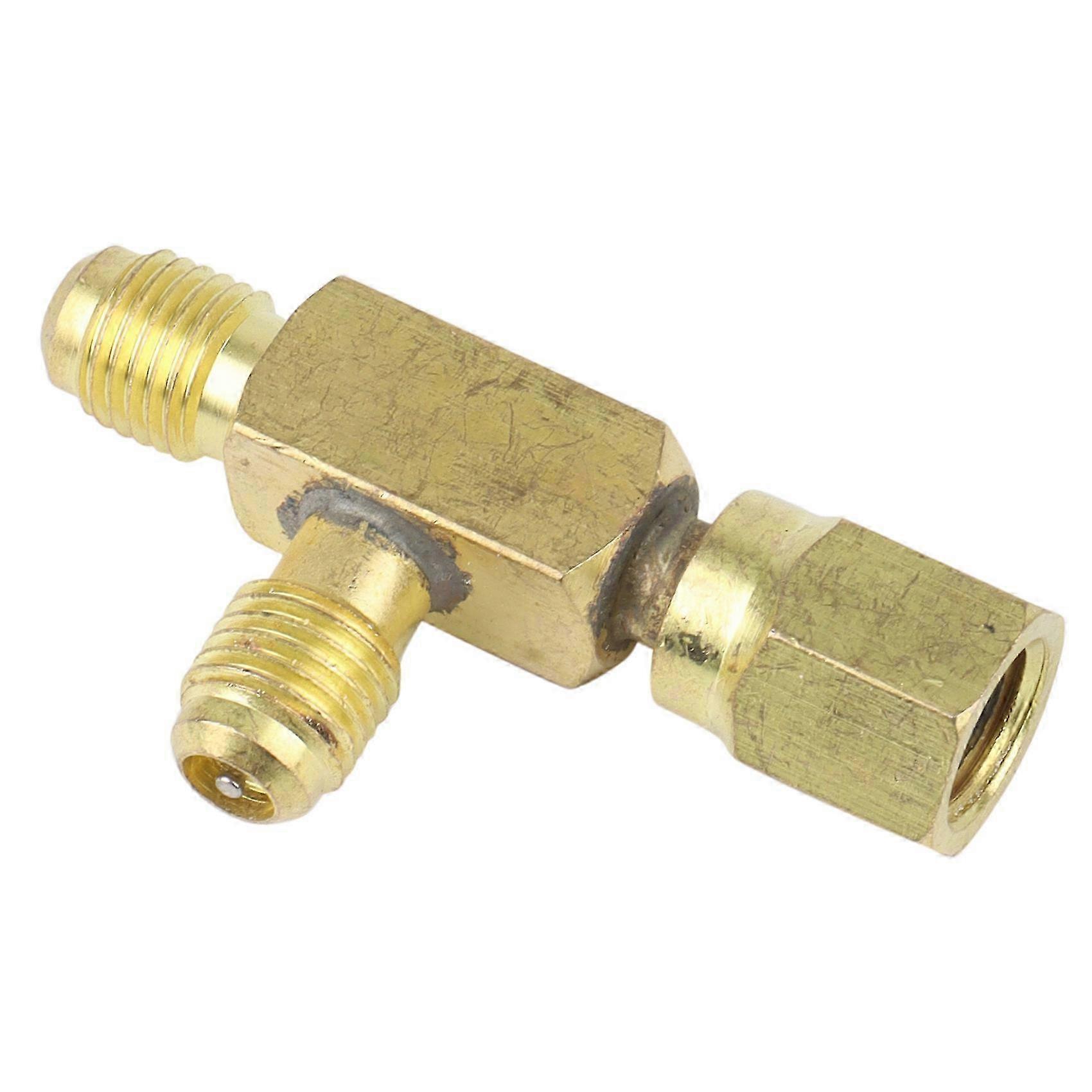 Brass Tee Adapter Converter 1/4inch Male and Female SAE Flare Swivel Connector Auto Air-Conditioning