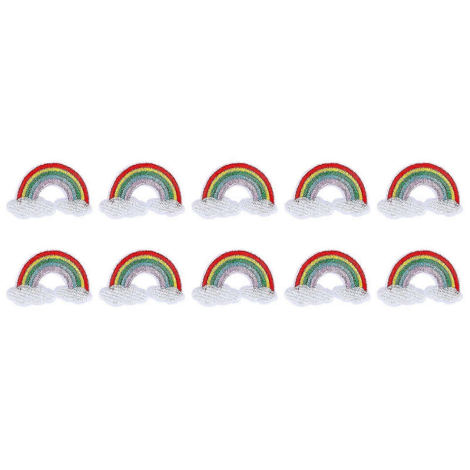 2025 Latest Model 10Pcs Colorful Cloth Patch Cloud Rainbow Pattern Embroidery