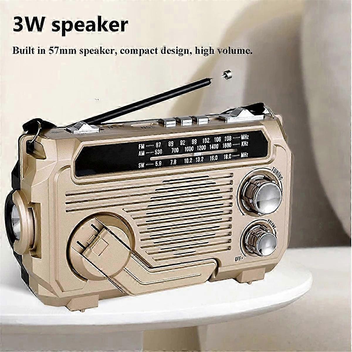 FM AM SW radio sollading nødradioer mottaker håndsveiv bluetooth 5.2 støtte tf usb rand