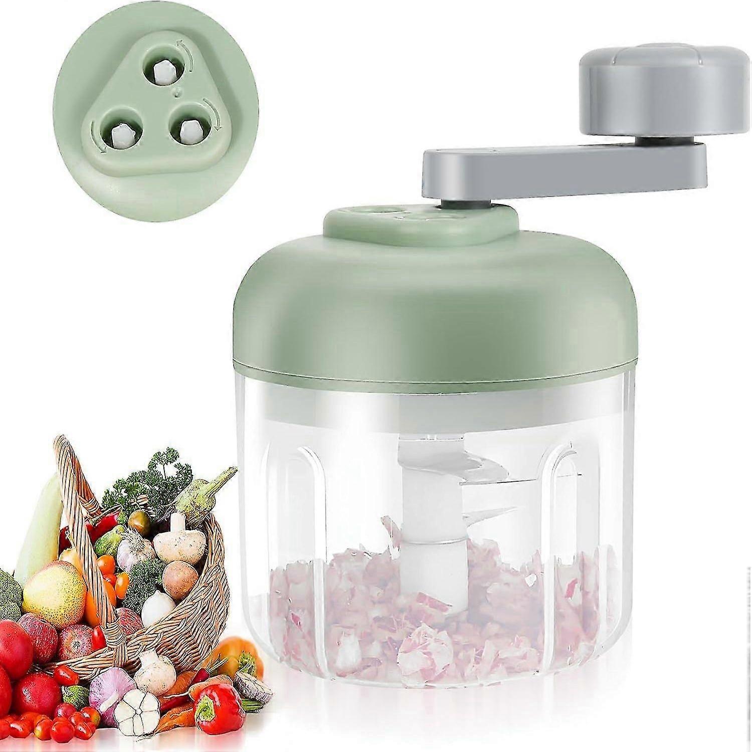 Manual Chopper, 250 mL Onion Chopper with 3 Stainless Steel Blades Multi-Function Onion Cutter Mini Chopper for Salad Fruits Onions Manual Blender Ga