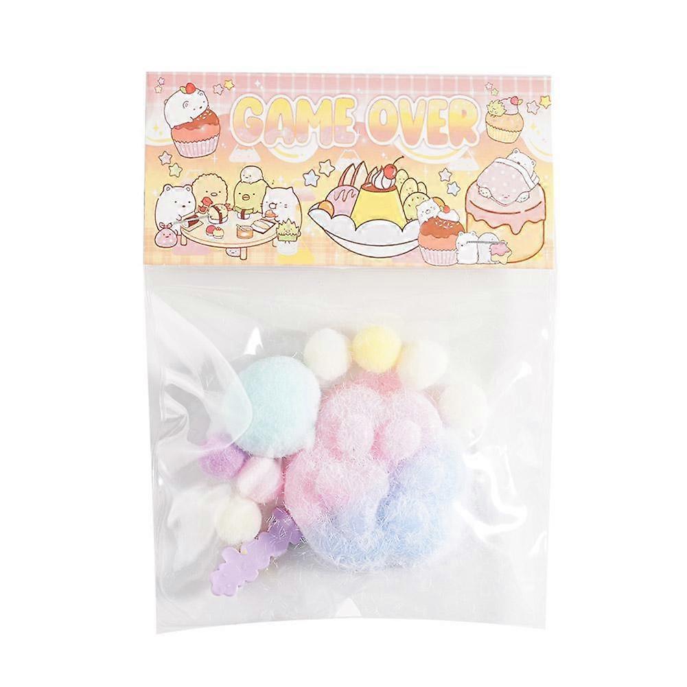 Fidget Toy Kawaii Plush Cat Paw Transparent Cube Stress Relief Squeeze Toy