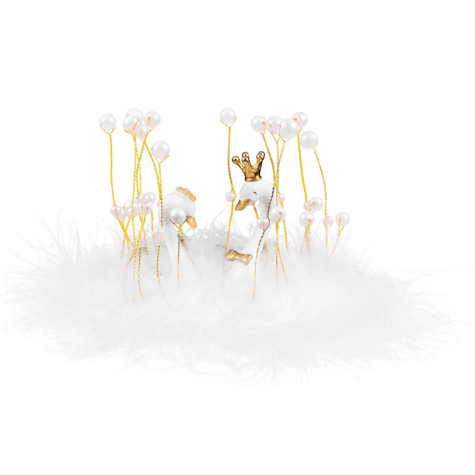 Dashboard Decorations Swan Figurines for Decor 2Sets White Resin Miniature