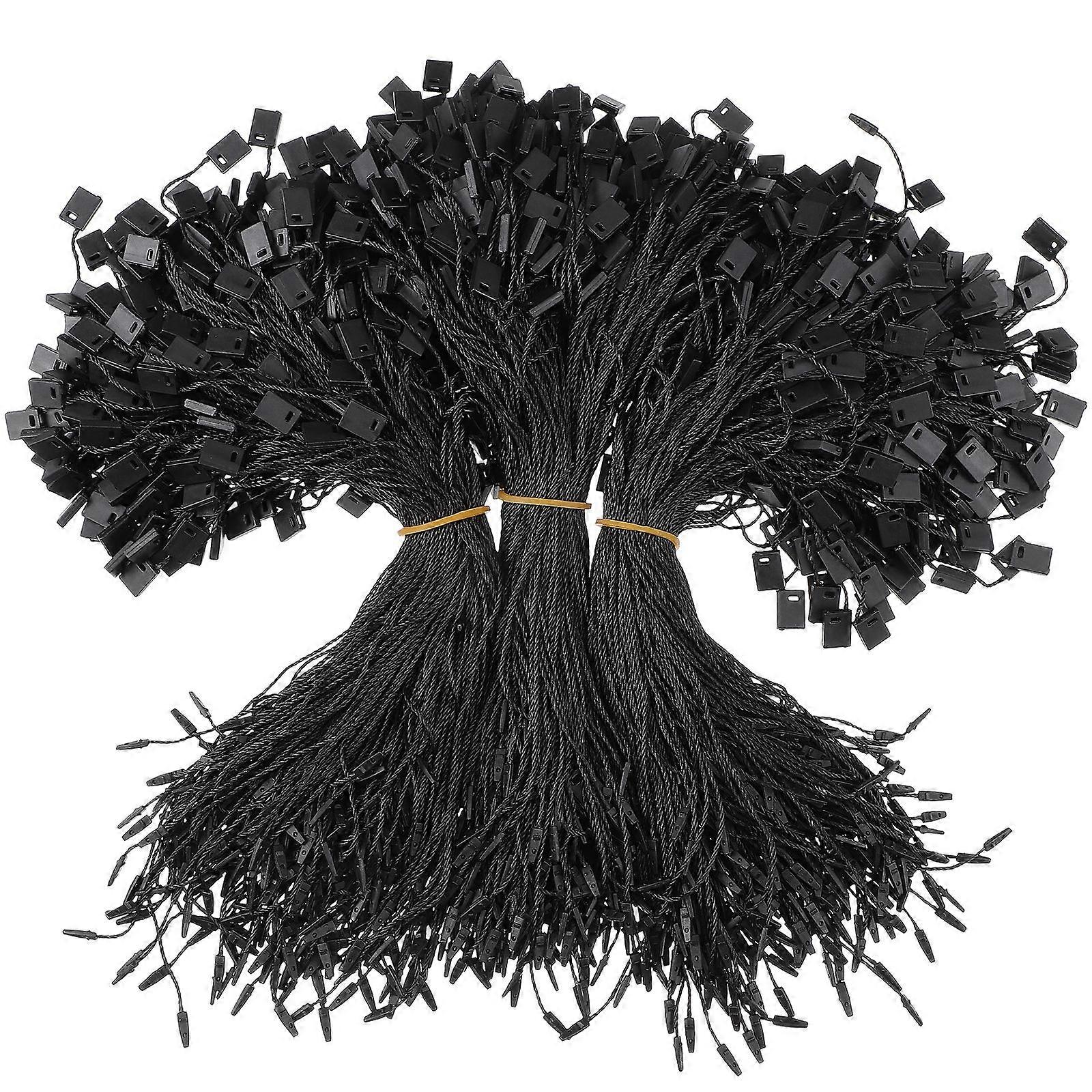 950PCS Black Tag String Nylon String Snap Lock Pin Loop Fastener Hook Ties 18cm (Black)