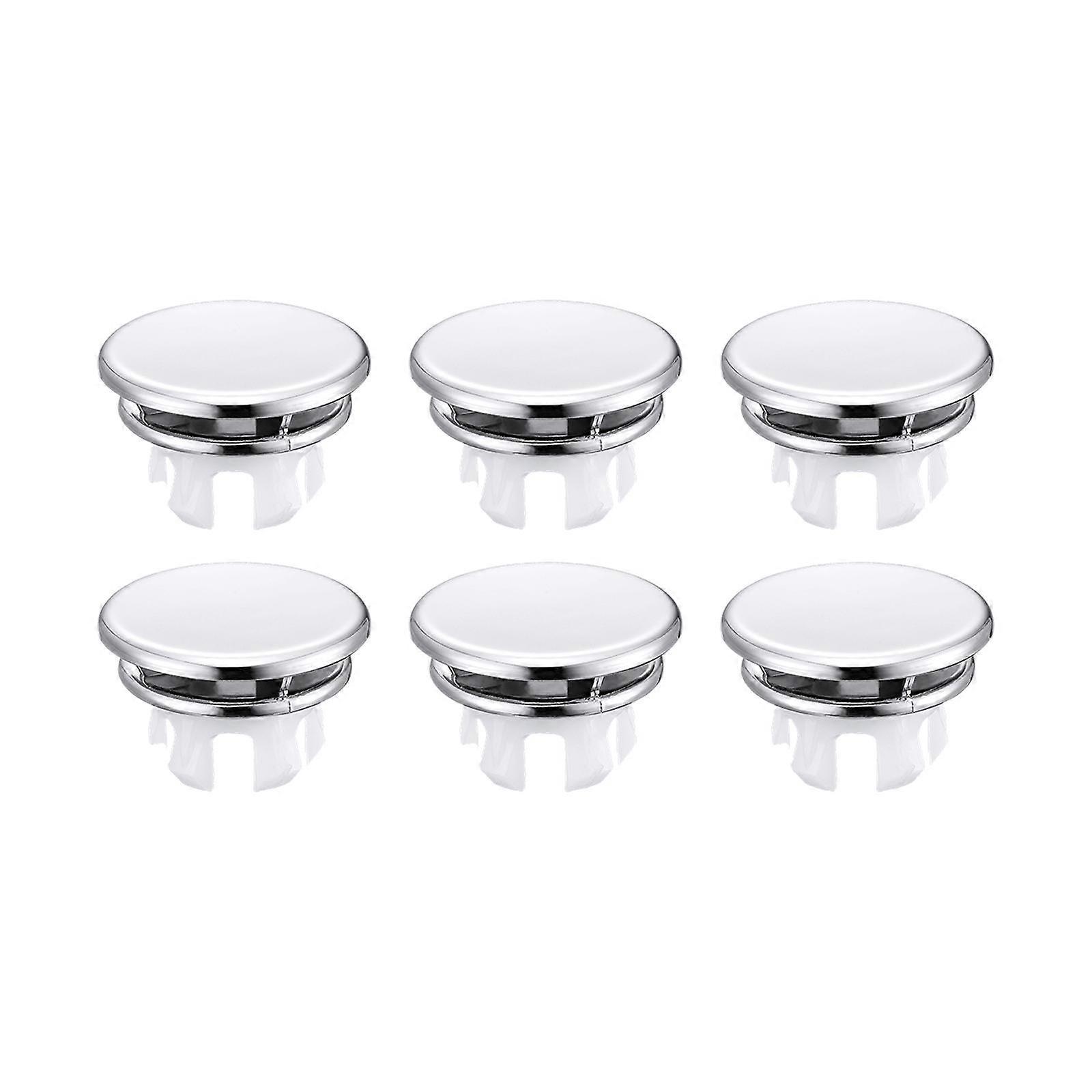 6Pcs Sink Overflow Hole Insert Cap,Double Layer,Basin Cover,Round,Replacement