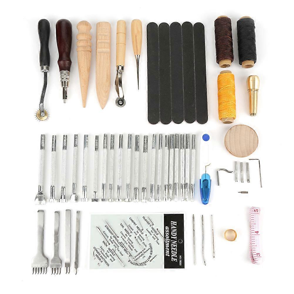 59pcs/set Leather Craft Hand Tool Kit for Hand Sewing Stamping