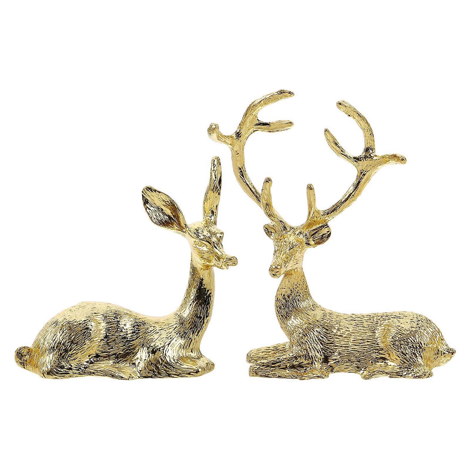 Golden Reindeer Resin Statue for Decoration 6Pcs Modern Home Ornament