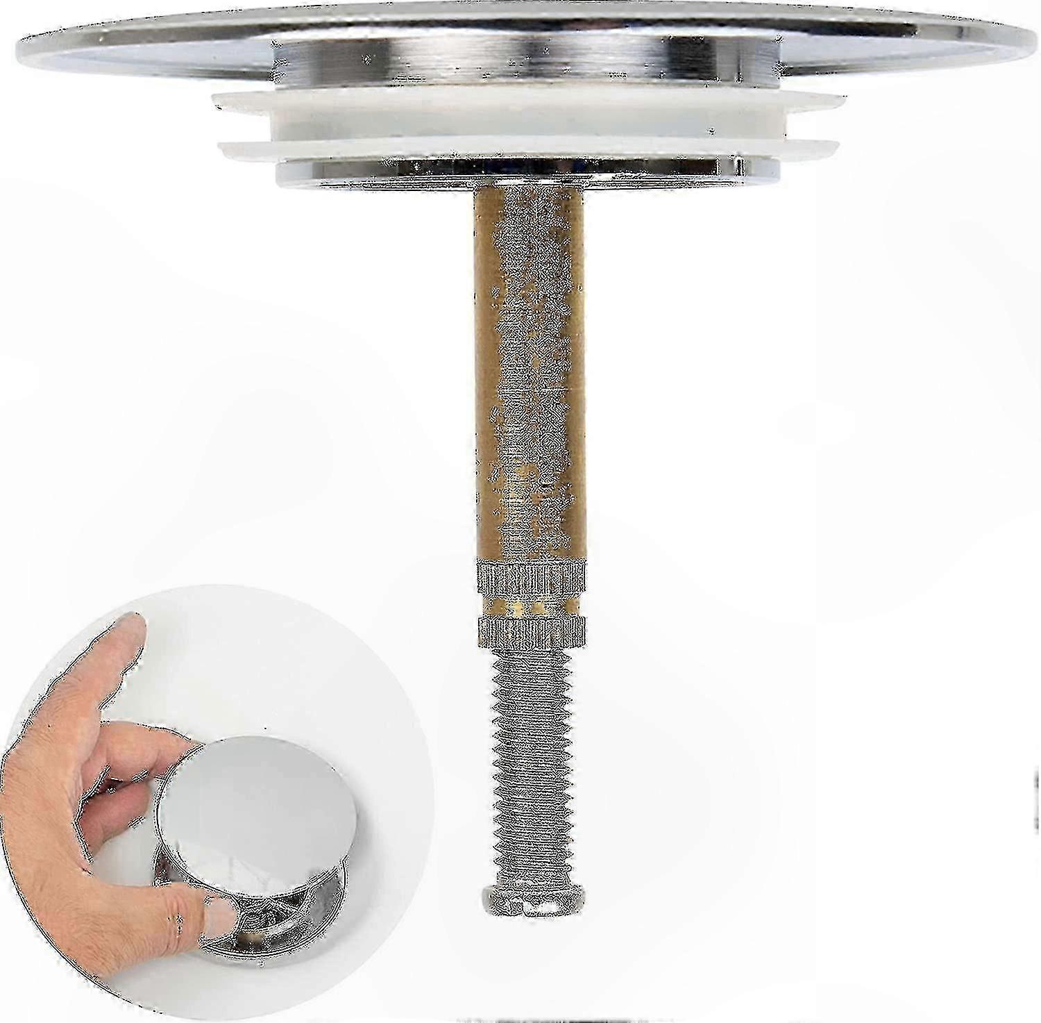 Universal 70mm Bath Stopper with Double Seal, Height Adjustable, Chrome Plated Hardened Brass Sink Valve