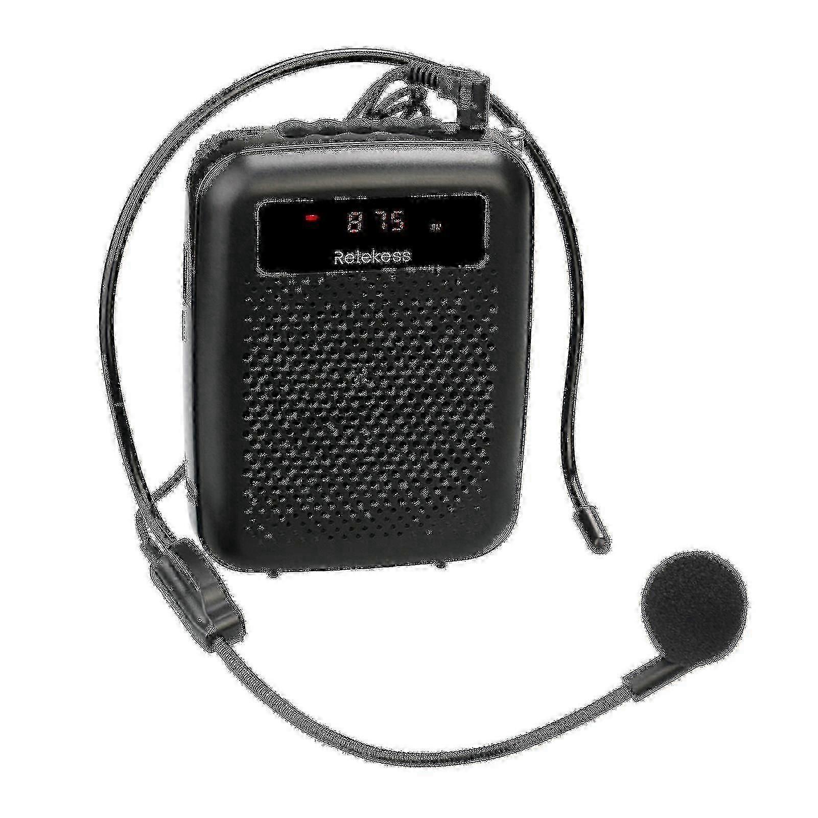Retekess Pr16r مكبر للصوت متعدد الوظائف العرض الرقمي ABS المحمولة البسيطة 12W ميكروفون مكبر الصوت للمعلم جيد