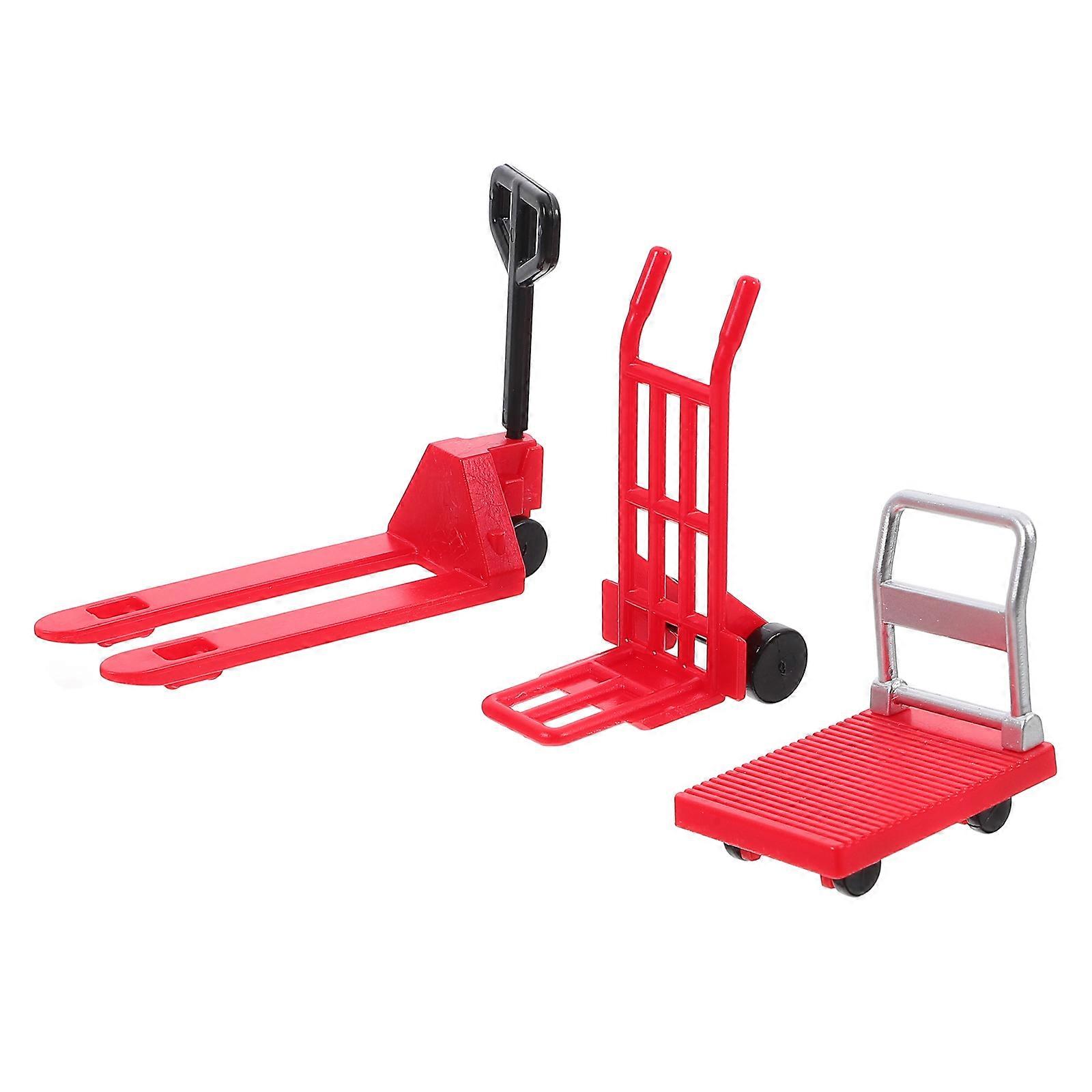 Miniature Hand Trolley for Decoration with 5Sets of Forklift Toy
